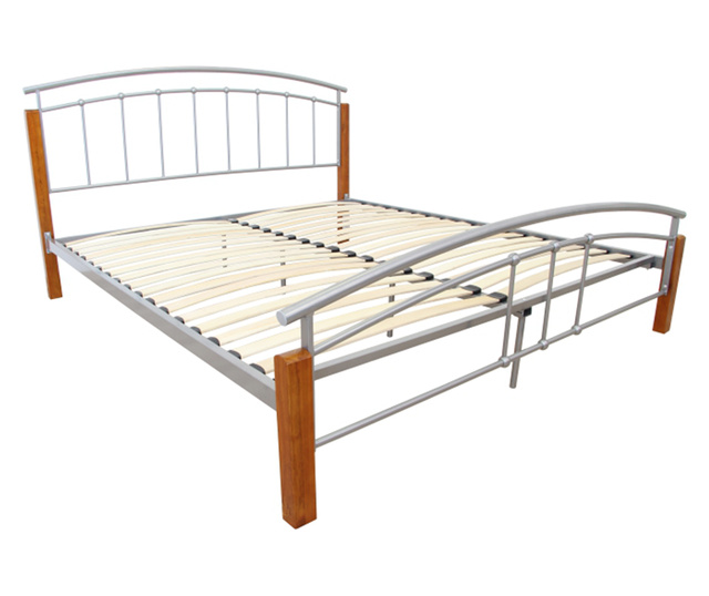 Mirela srebrni metalni anin drvo krevet 180x200 cm