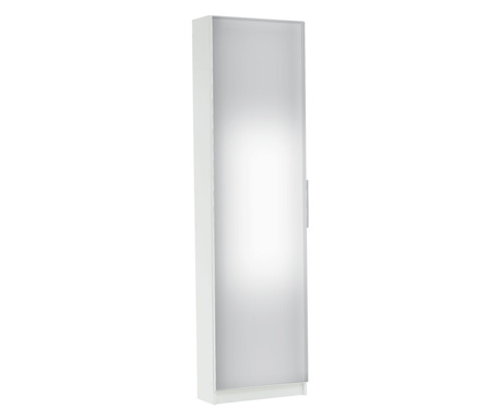 Fehér mdf cipős szekrény tükörrel Kapater 50x20x180,5 cm