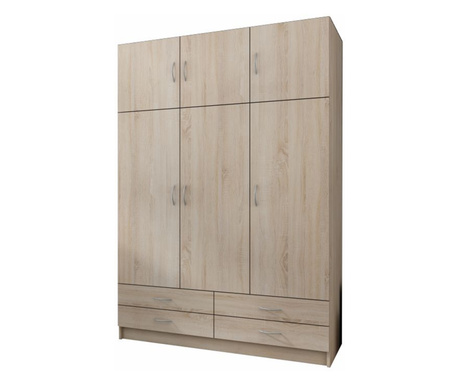 Dulap 6 usi 4 sertare pal stejar sonoma Geri 135,1x194x54,6 cm