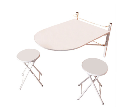 Бял комплект маса и 2 стола Amadeo 60x80x75 см