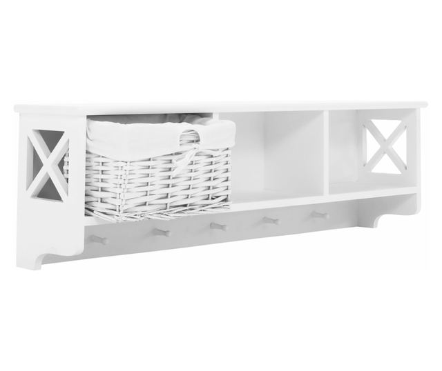 Függesztett fapolc 3 kosár fehér Rafaello 100x30x20 cm