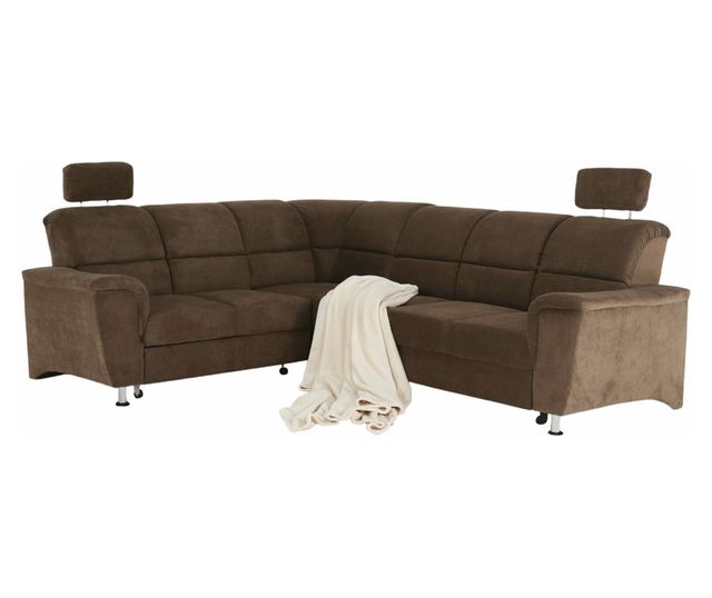 Kihúzható sarok barna textil kárpitozással bal Santiago 267x217x114 ccm