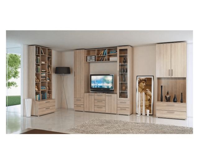 Vitrin halvány laminált sonoma tölgy Dunaj 135x190,8x47 cm