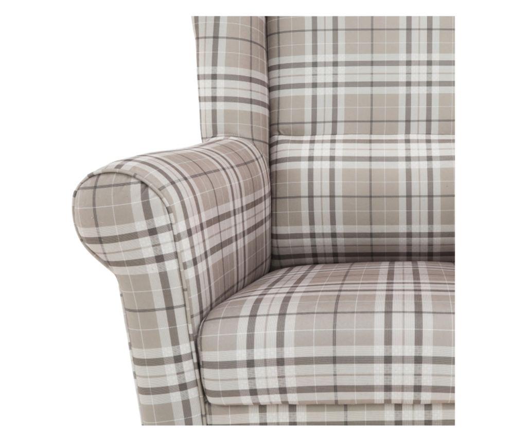 Set fotoliu cu taburet, din textil maro, Astrid, 86x72x105 cm - 3