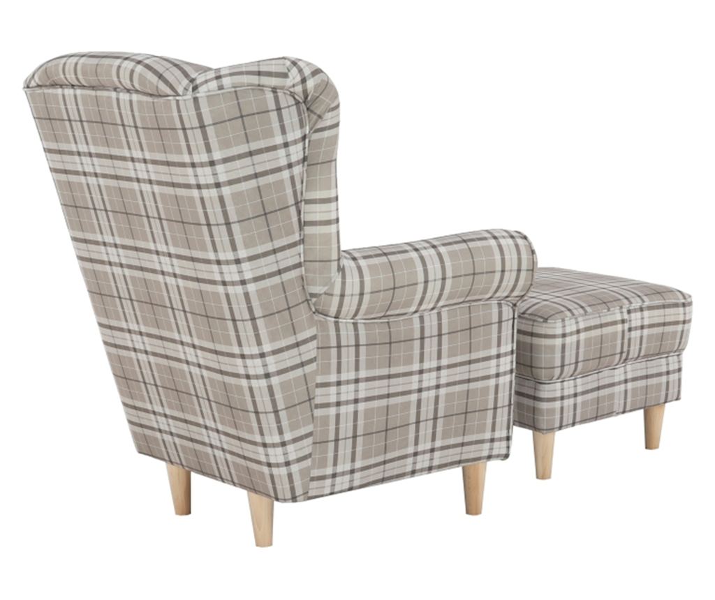 Set fotoliu cu taburet, din textil maro, Astrid, 86x72x105 cm - 9