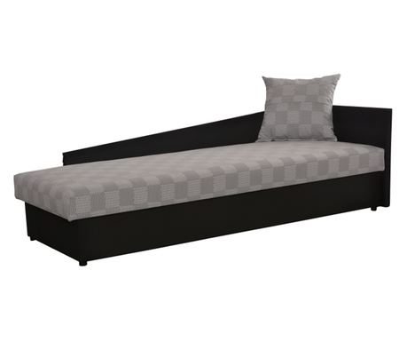 Črno siva tekstilna postelja z modelom Judit desna 205x84x63 cm