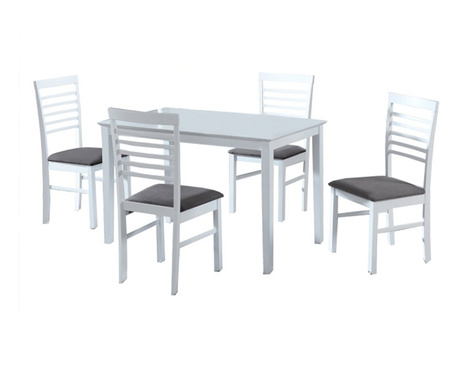 Asztal és 4 szék fehér szürke Brisbo 110x70x76 cm, 42x45,5x93,5 cm