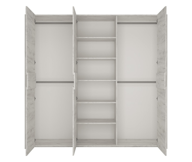 Szekrény 3 halvány fehér ajtóval Angel 220,1x207,5x60 cm