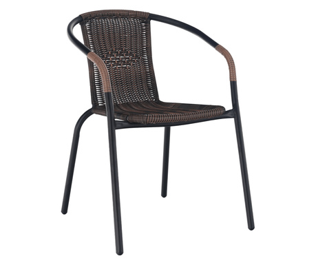 Smeđa stolica od sintetičkog pruća crni metal Doren 53x63x72 cm