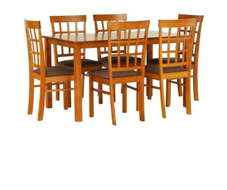 Garnitura miza in 6 stolov češnjevo rjava Mreža 135x80x74 cm