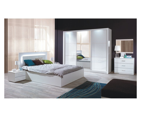 Asenia sjajni bijeli set namještaja za spavaću sobu 208x67x213 cm