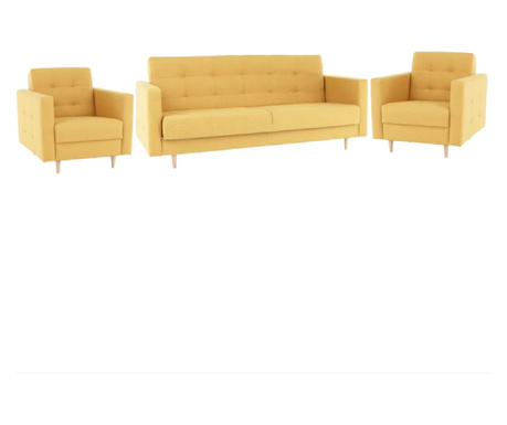 Комплект диван и 2 фотьойла с горчично жълта тапицерия Amedia 207x94x92 см