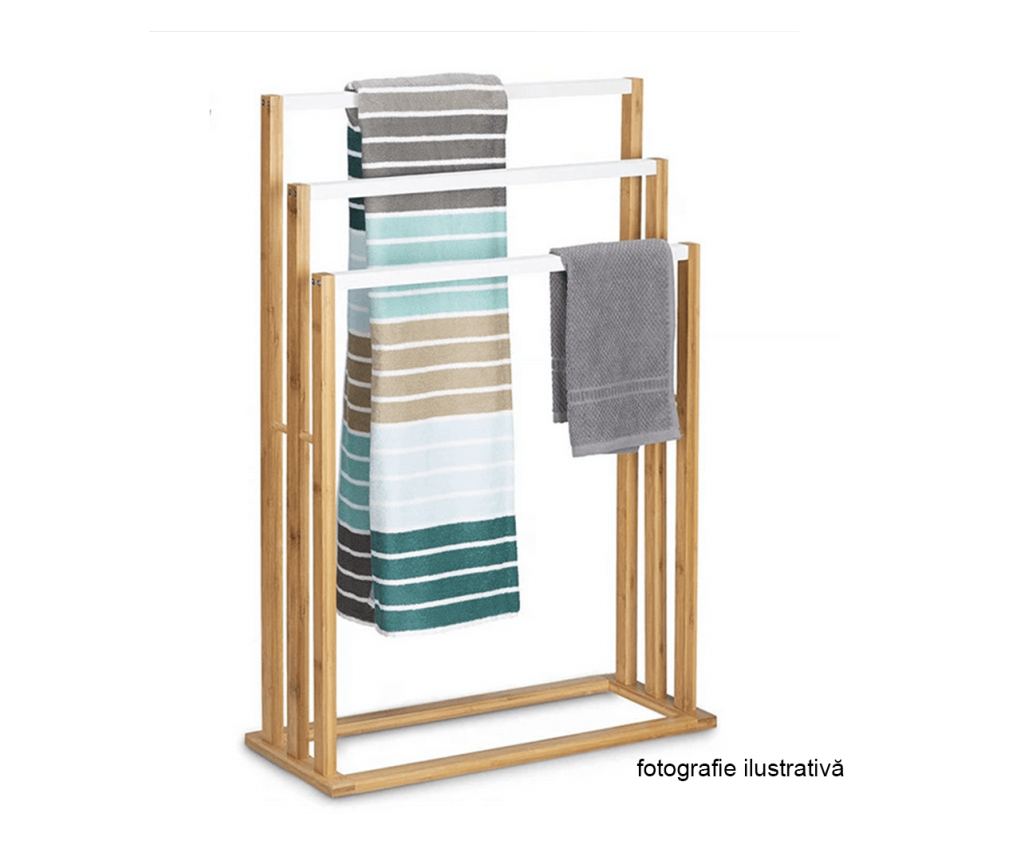 Komo MDF polica za brisače bela črna 54x24x82 cm - 2