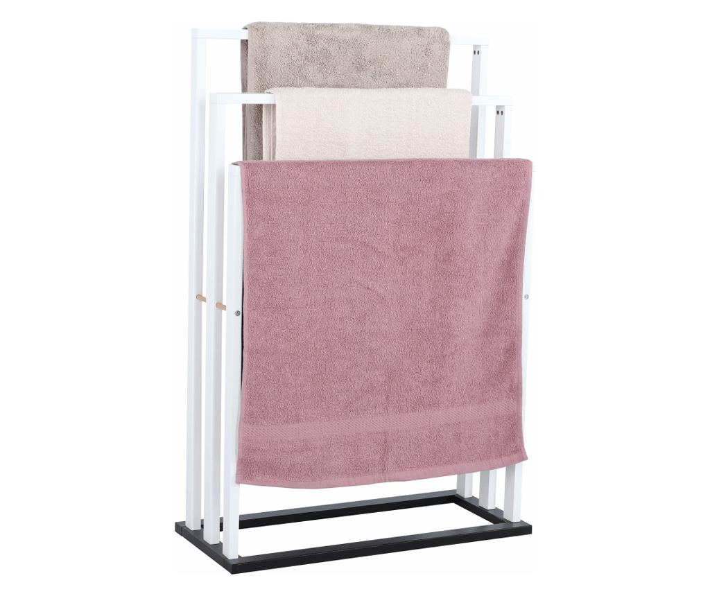 Komo MDF polica za brisače bela črna 54x24x82 cm - 10