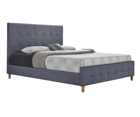 Siva postelja s tekstilnim oblazinjenjem Balder 167,5x214x110 cm