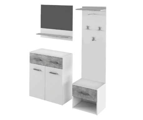 Бледо бял комплект мебели за антре от бетон Sima 130x3,5x185 см