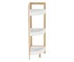 Raft de colt 3 polite mdf alb si bambus natur Fong 23x23x77 cm