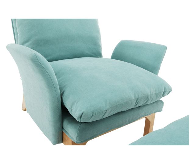 Зелен ментов платнен фотьойл Zander с поставка за крака 82x83x99 см