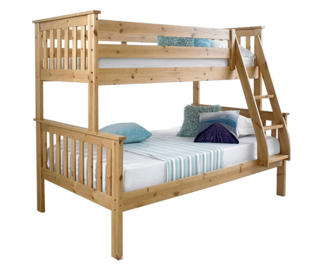 Дървено двуетажно легло от естествен бор Luini 140x200 см