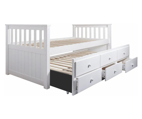 Otroška zakonska postelja borov les in beli mdf Austin 206,8x99,6x93,5 cm