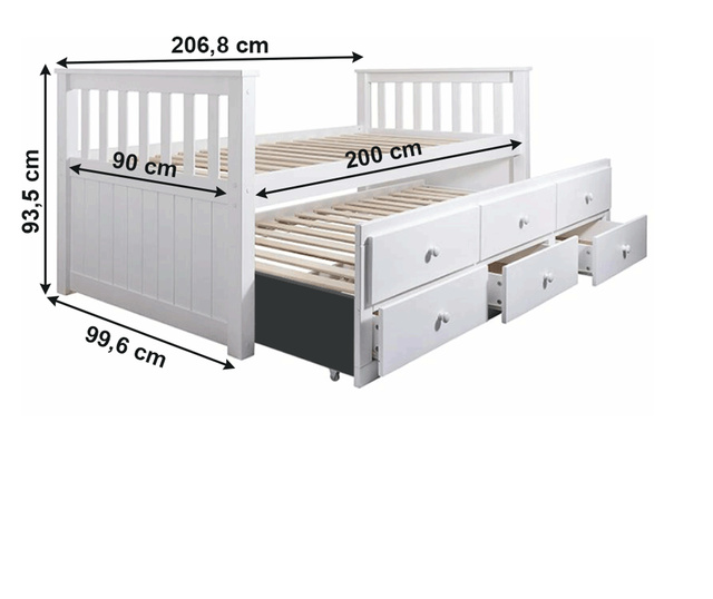 Dječji bračni krevet borovina i bijeli mdf Austin 206,8x99,6x93,5 cm