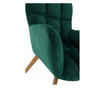 Křeslo smaragdově zelené sametové čalounění dub Komodo nohy 66x74,5x92 cm