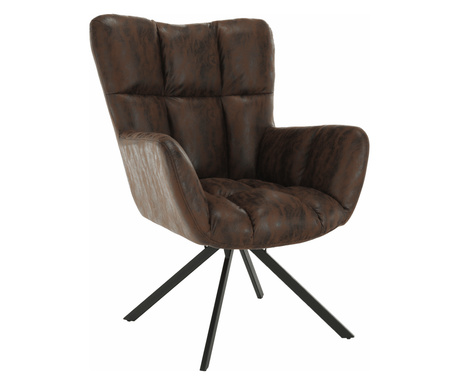 Smeđa okretna fotelja, tkanina s efektom crne antilop kože Komodo 67x72x97 cm