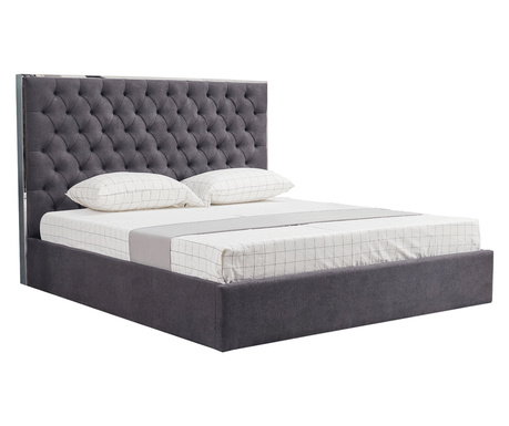Легло Надя сива текстилна тапицерия 180х200см