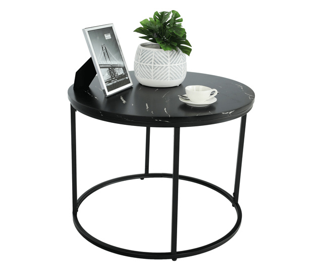 Konferenční stolek Gagin hnědá mdf deska černá kov 60x45 cm