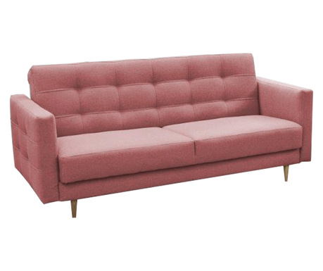 Разтегателен 3-местен розов текстилен диван Amedia 207x124x92 см
