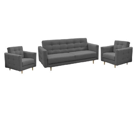 Комплект от 1 диван и 2 фотьойла сива дамаска тапицерия Amedia 207x124x92 см