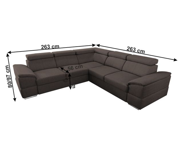 Segoria кафяв разтегателен ъгъл 263x263x97 см - Vivre