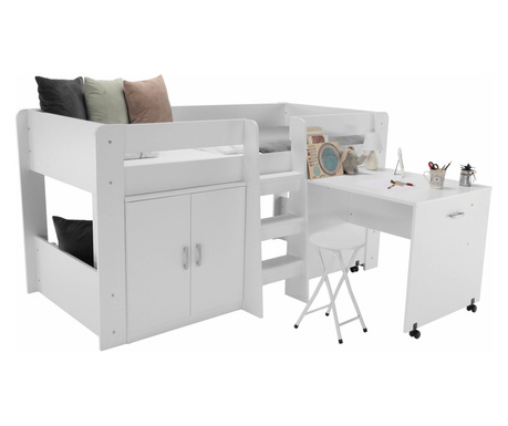 Multifunkcionalna postelja za otroško sobo bela Fany 216x116x110 cm