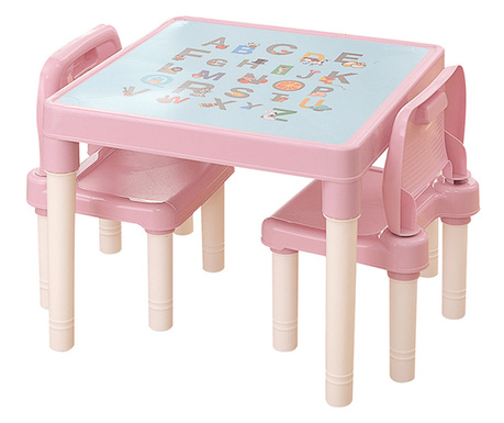 Комплект детска маса и 2 стола розово светло синьо Balto 51.5x51.5x44 см
