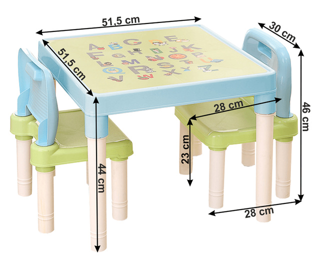 Set stol i 2 dječje stolice Balto 51,5x51,5x44 cm