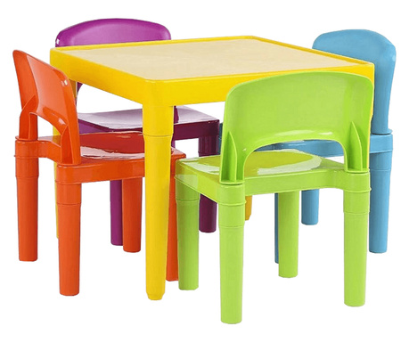 Комплект маса и 4 разноцветни стола Zilbo 51x51x46 см