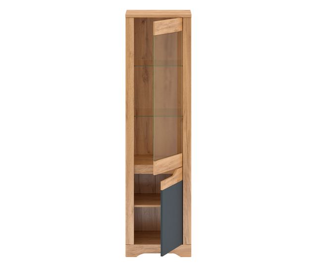 Vitrin mdf natúr tölgy craft aranyszürke Fidel 54,7x42x200,5 cm