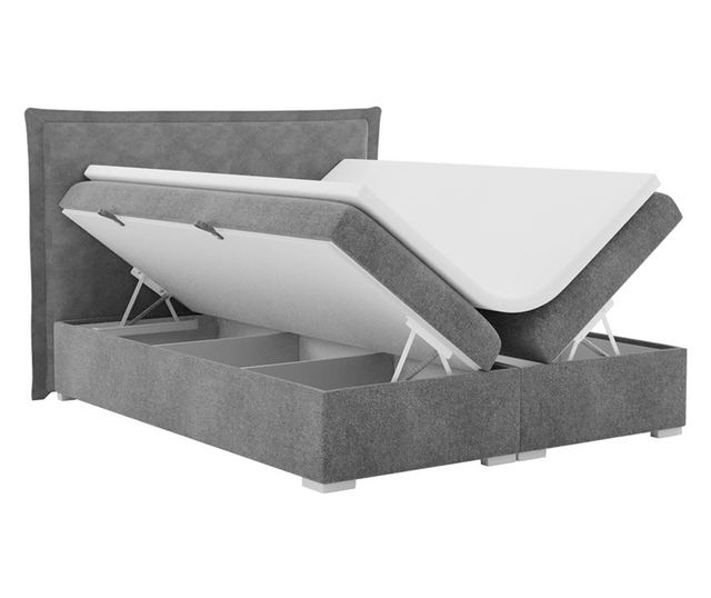 Pat boxspring tapiterie textil gri Megan 180x200 cm - Vivre