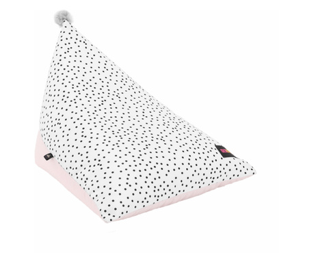 Fotoliu tip sac, alb roz gri, Pompon, 50x60x50 cm