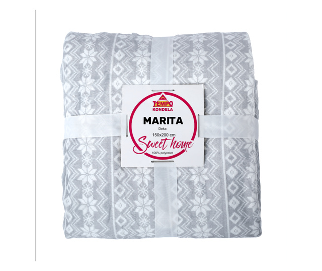 Marita šedá bílá textilní deka 150x200 cm
