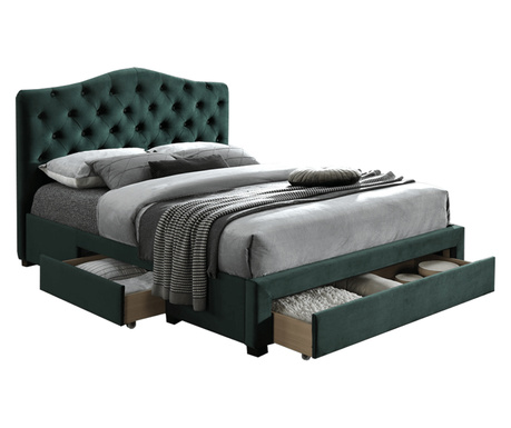 Kesada smaragdno zeleni baršunasti krevet 160x200 cm