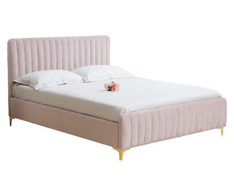 Krevet s presvlakama od ružičastog velura Kaisa 180x200 cm