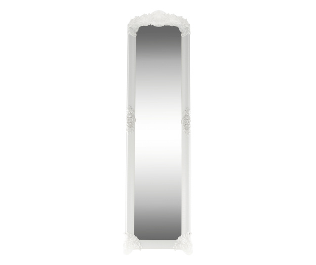 Casius бяла сребриста пластмасова рамка за подово огледало 45x170 см