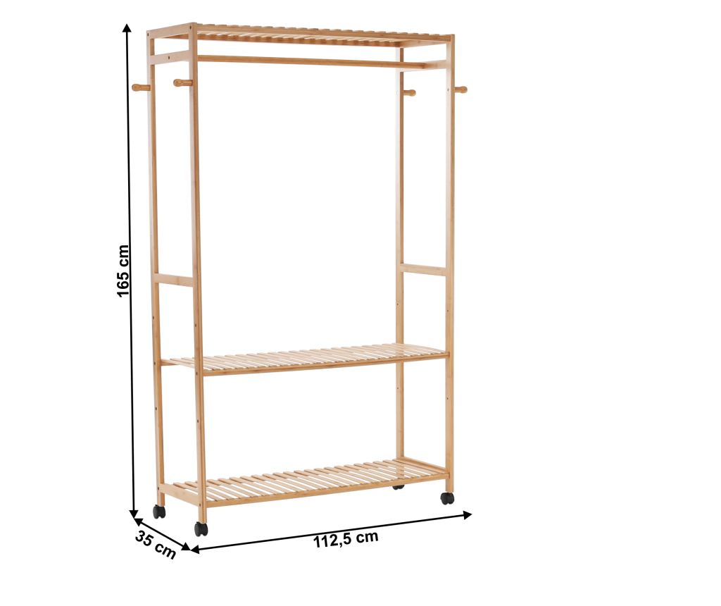 Přírodní bambusový šatní organizér Melar 112,5x35x165 cm - 2