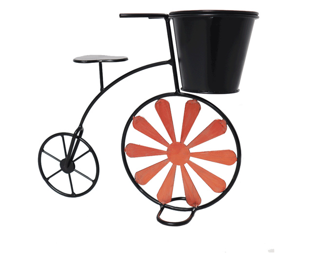 Поставка за саксия във формата на велосипед метална червено черна Semil 28x10x25 см