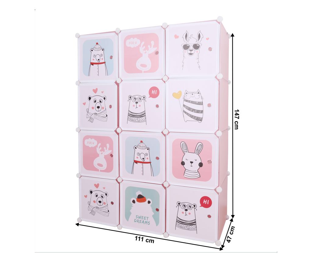 Nurmi Pink Modularna dječja garderoba 111x47x147 cm - 9