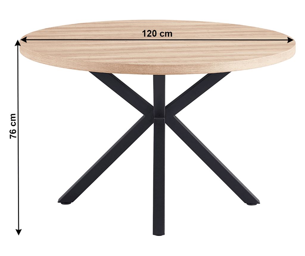Mizna plošča Sonoma hrast, črna kovinska noga Medor 120x76 cm - 2