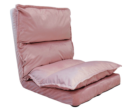 Zložljiv fotelj na tleh, Ulima roza žametno blago 59x120x16 cm