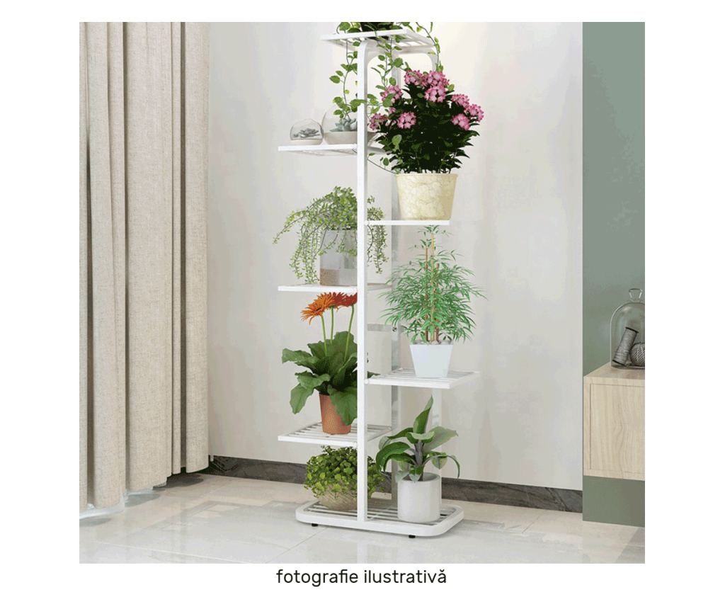 Suport pentru flori din metal alb Bamir 43x22x126 cm - 3