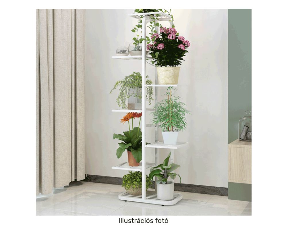 Suport pentru flori din metal alb Bamir 43x22x126 cm - 4